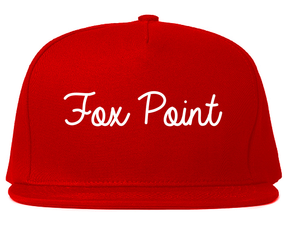 Fox Point Wisconsin WI Script Mens Snapback Hat Red