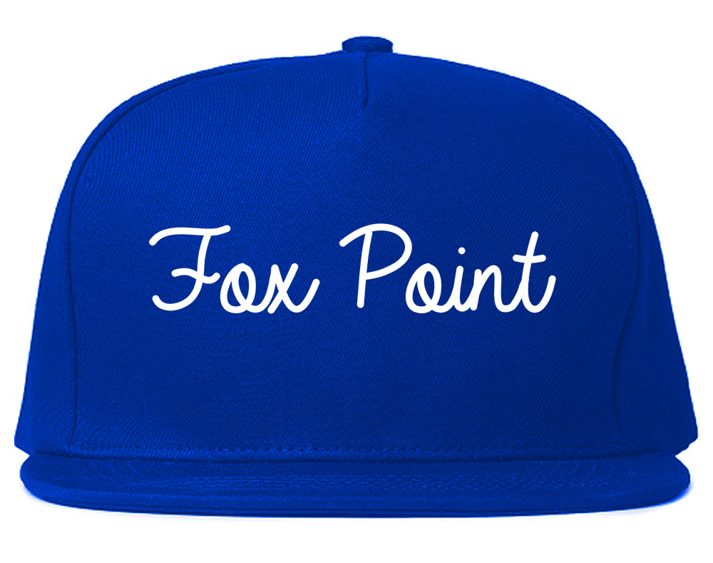 Fox Point Wisconsin WI Script Mens Snapback Hat Royal Blue