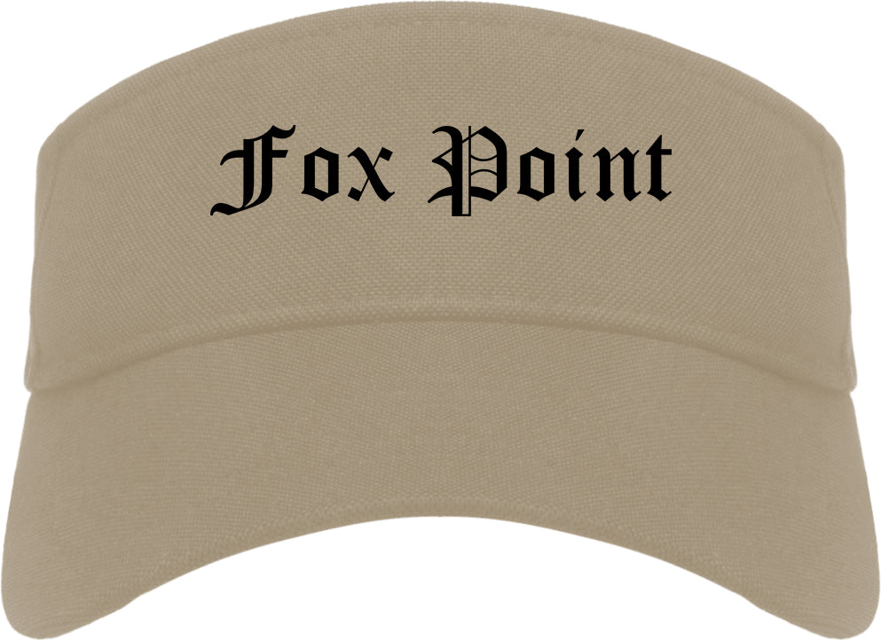 Fox Point Wisconsin WI Old English Mens Visor Cap Hat Khaki