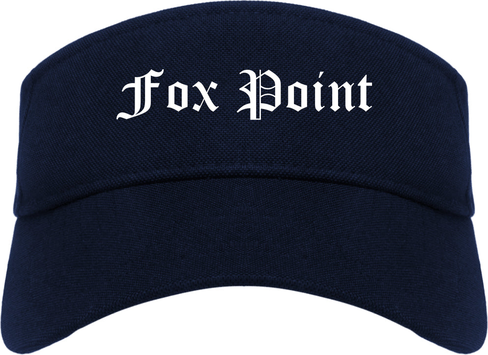 Fox Point Wisconsin WI Old English Mens Visor Cap Hat Navy Blue