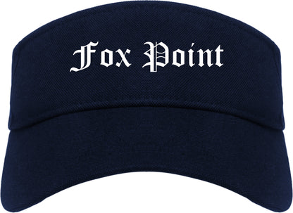 Fox Point Wisconsin WI Old English Mens Visor Cap Hat Navy Blue