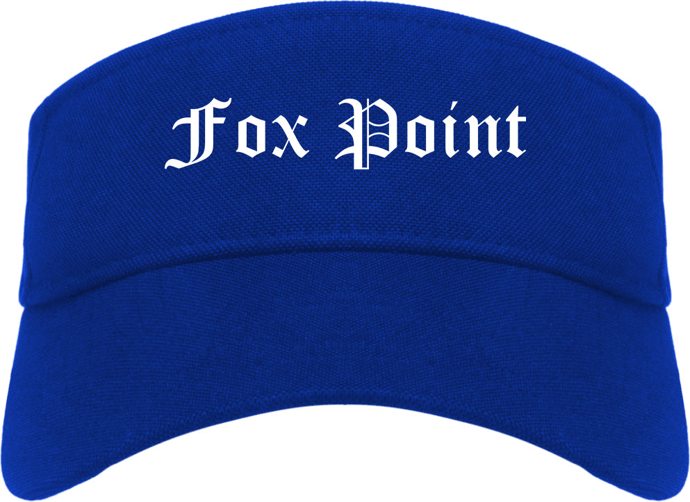 Fox Point Wisconsin WI Old English Mens Visor Cap Hat Royal Blue