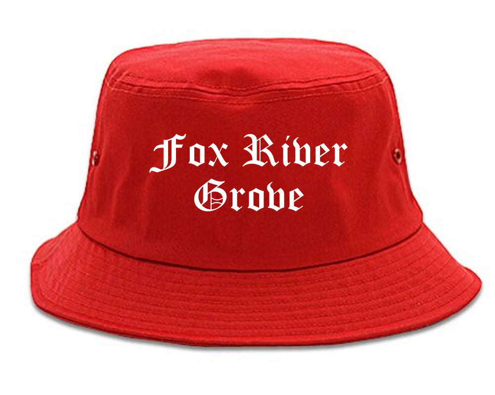 Fox River Grove Illinois IL Old English Mens Bucket Hat Red