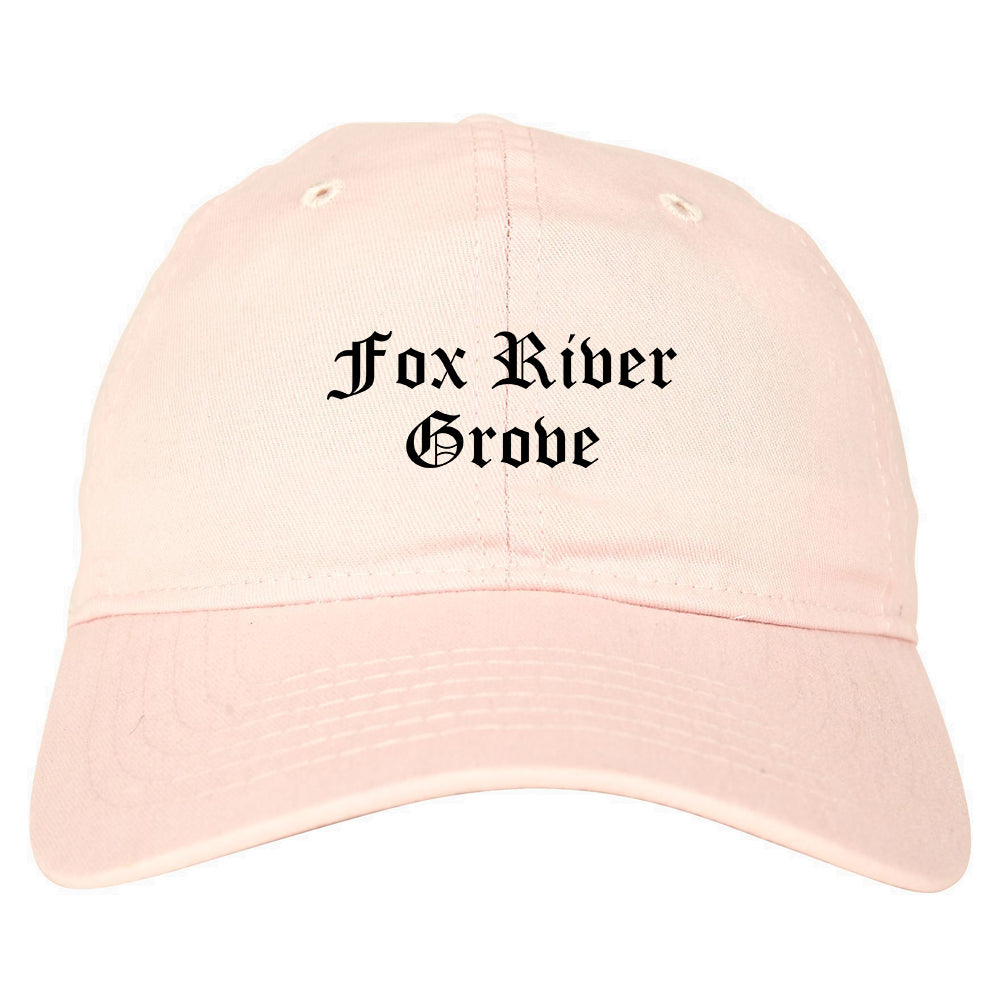 Fox River Grove Illinois IL Old English Mens Dad Hat Baseball Cap Pink
