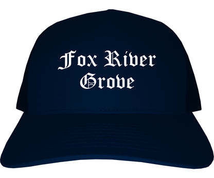 Fox River Grove Illinois IL Old English Mens Trucker Hat Cap Navy Blue