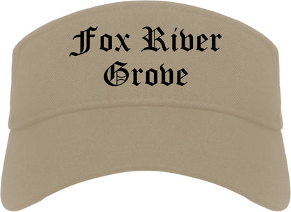 Fox River Grove Illinois IL Old English Mens Visor Cap Hat Khaki