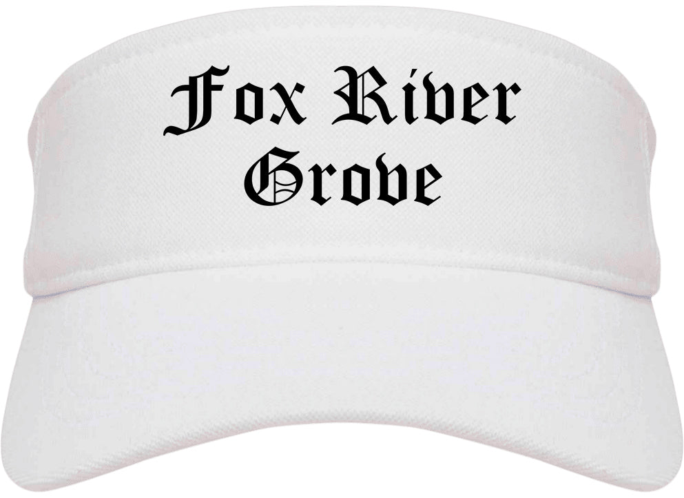 Fox River Grove Illinois IL Old English Mens Visor Cap Hat White