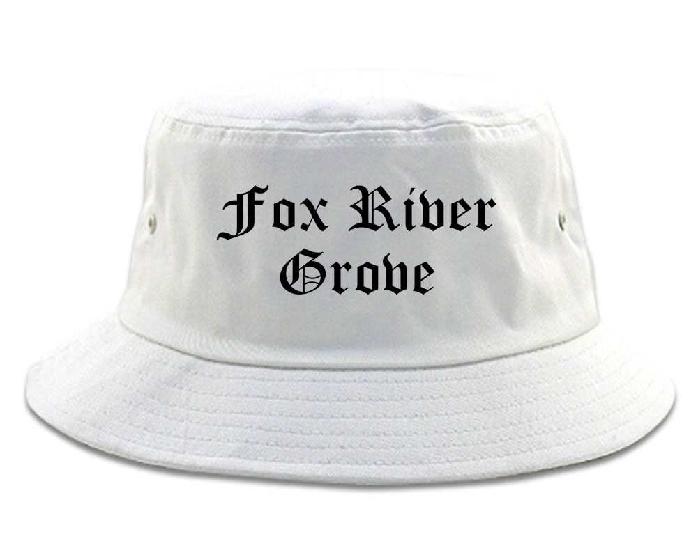 Fox River Grove Illinois IL Old English Mens Bucket Hat White