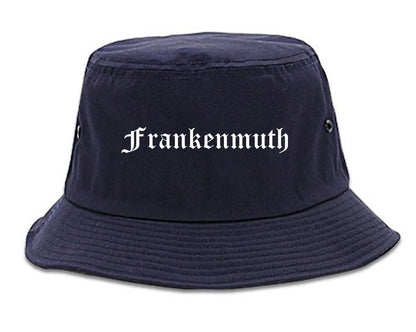Frankenmuth Michigan MI Old English Mens Bucket Hat Navy Blue