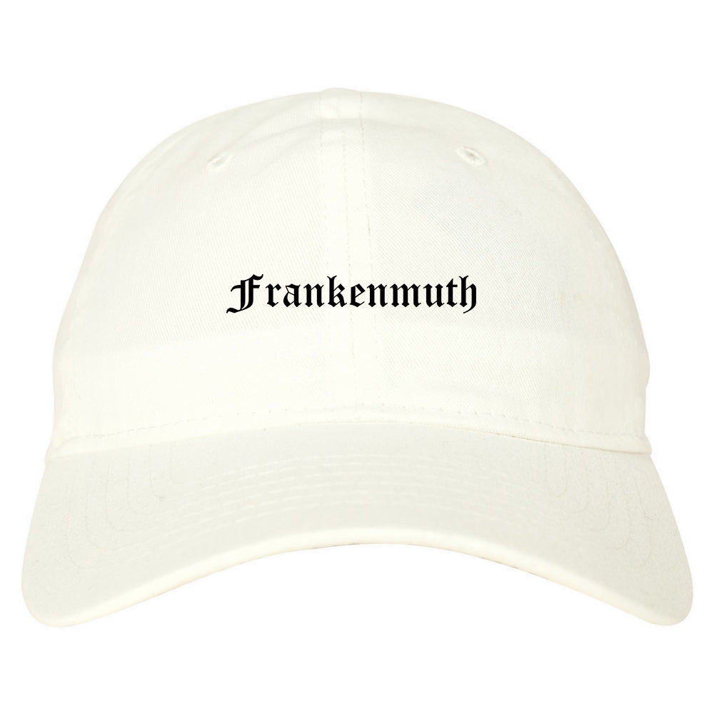 Frankenmuth Michigan MI Old English Mens Dad Hat Baseball Cap White