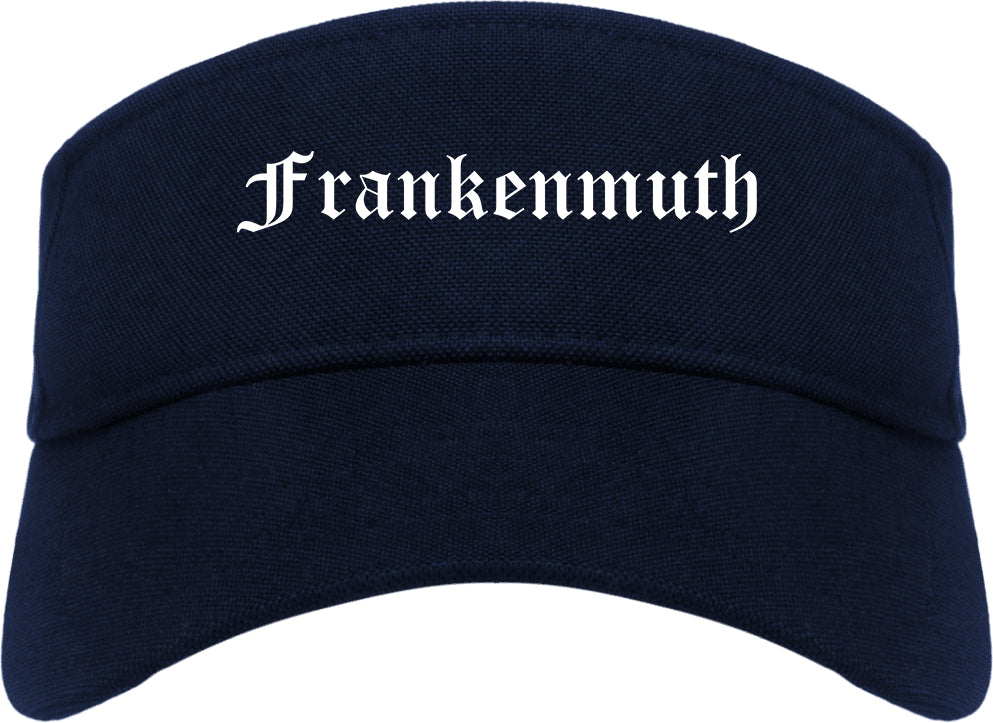 Frankenmuth Michigan MI Old English Mens Visor Cap Hat Navy Blue