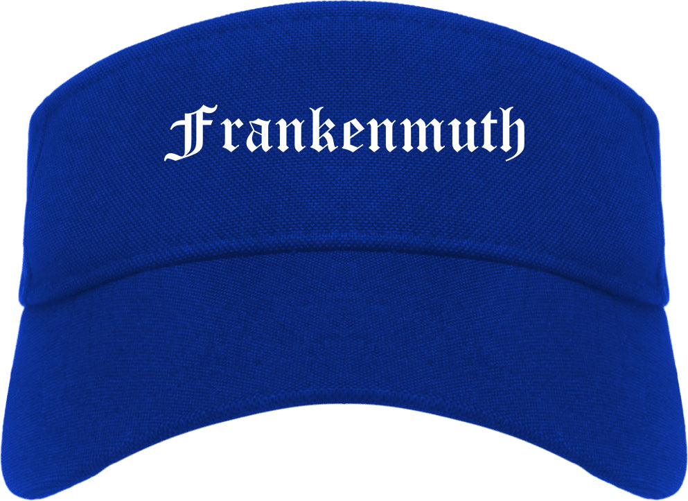 Frankenmuth Michigan MI Old English Mens Visor Cap Hat Royal Blue