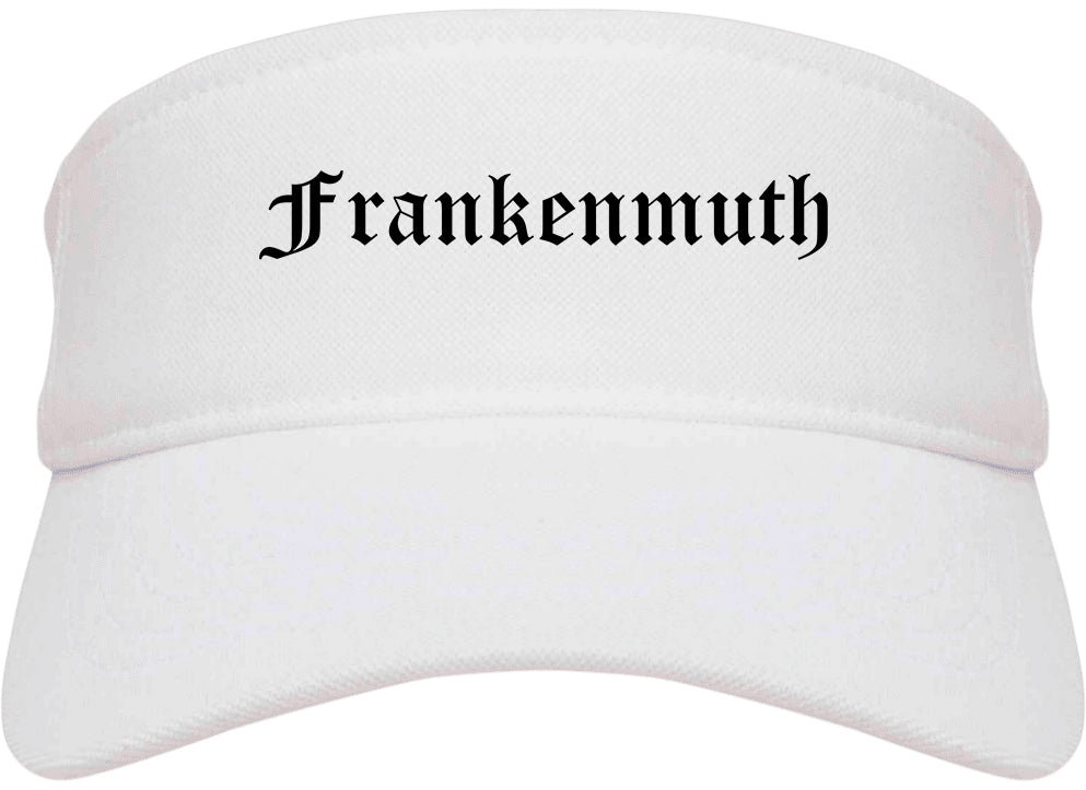 Frankenmuth Michigan MI Old English Mens Visor Cap Hat White