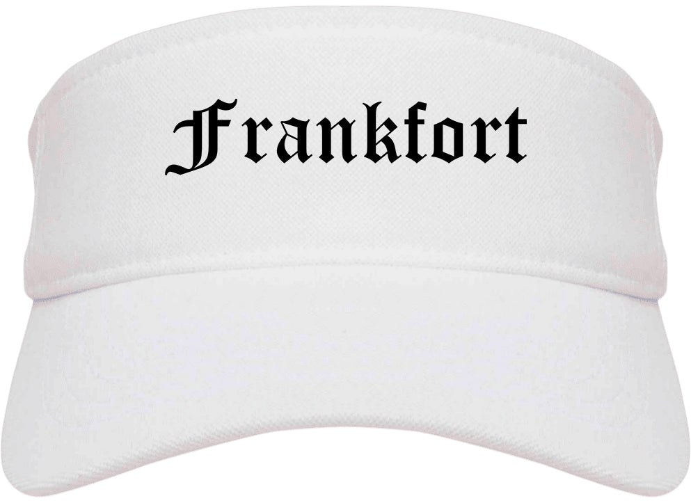 Frankfort Illinois IL Old English Mens Visor Cap Hat White