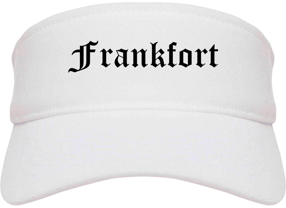 Frankfort Indiana IN Old English Mens Visor Cap Hat White