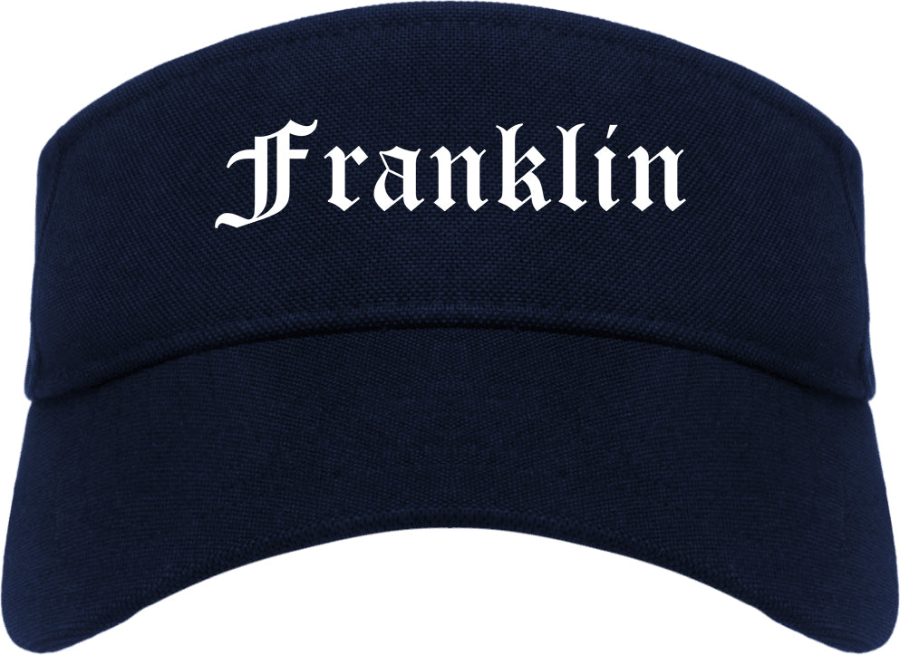 Franklin Indiana IN Old English Mens Visor Cap Hat Navy Blue