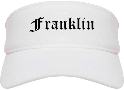 Franklin Indiana IN Old English Mens Visor Cap Hat White