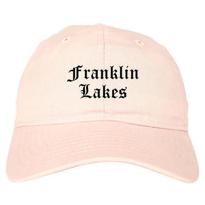 Franklin Lakes New Jersey NJ Old English Mens Dad Hat Baseball Cap Pink