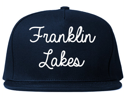 Franklin Lakes New Jersey NJ Script Mens Snapback Hat Navy Blue