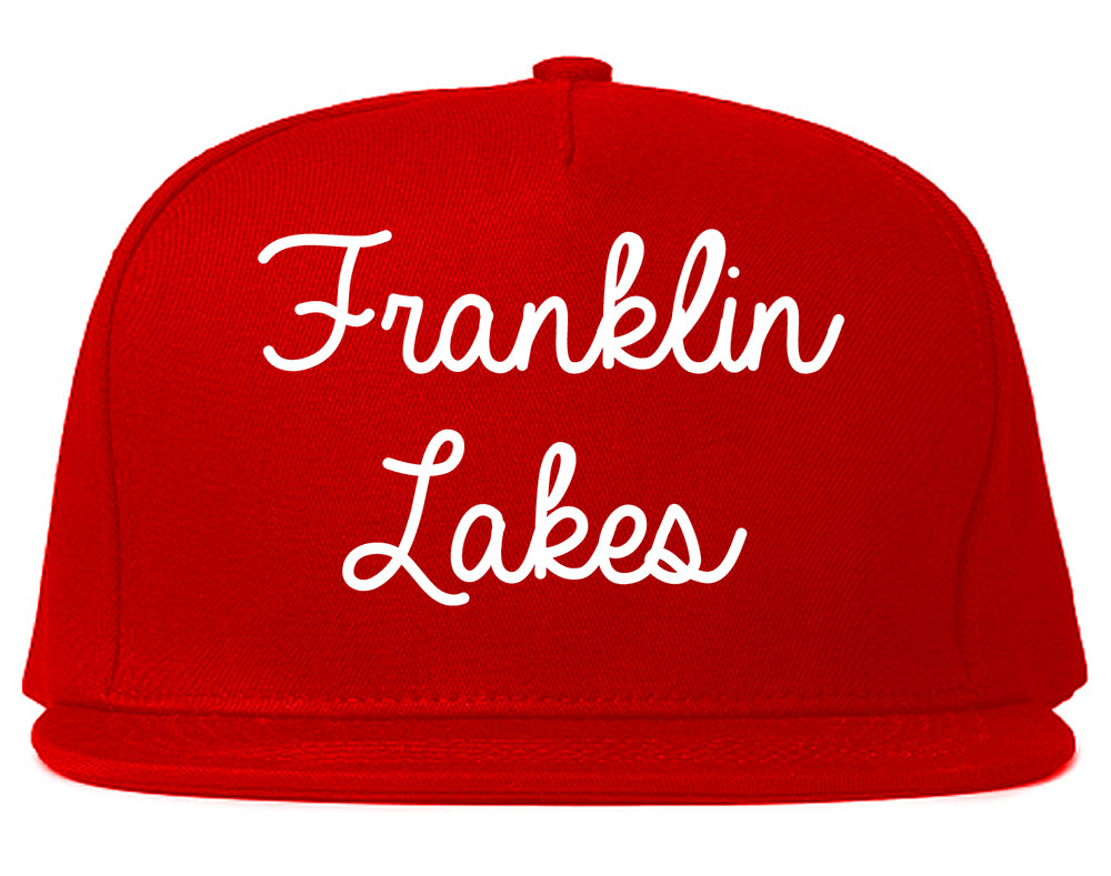 Franklin Lakes New Jersey NJ Script Mens Snapback Hat Red