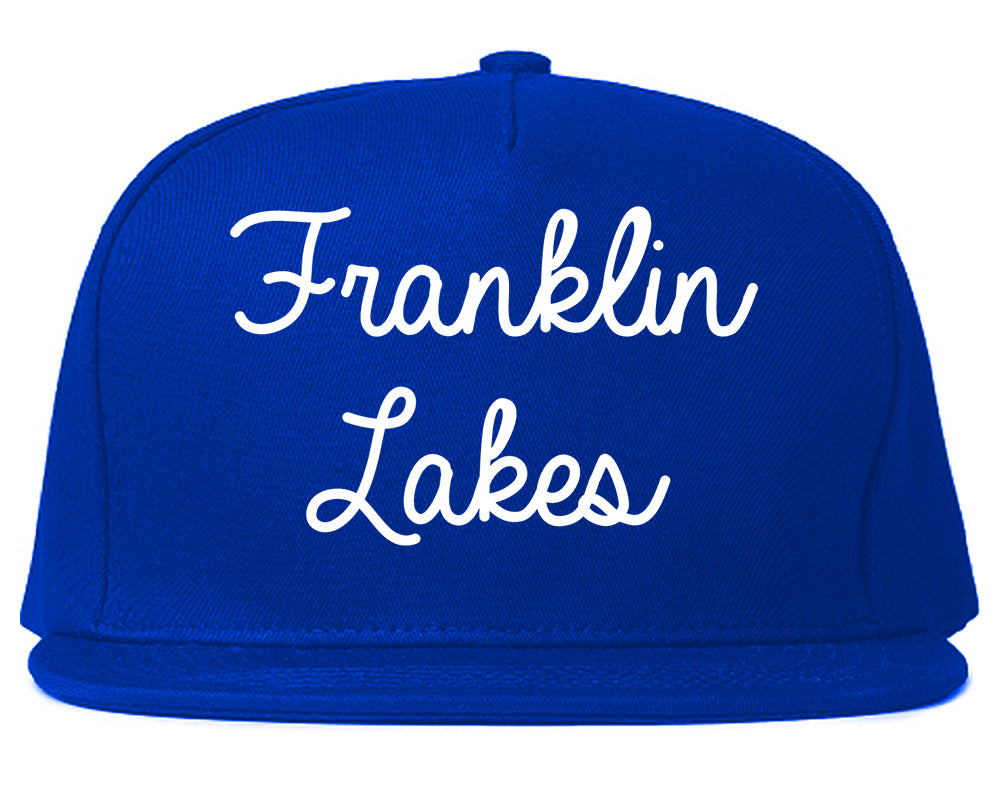 Franklin Lakes New Jersey NJ Script Mens Snapback Hat Royal Blue