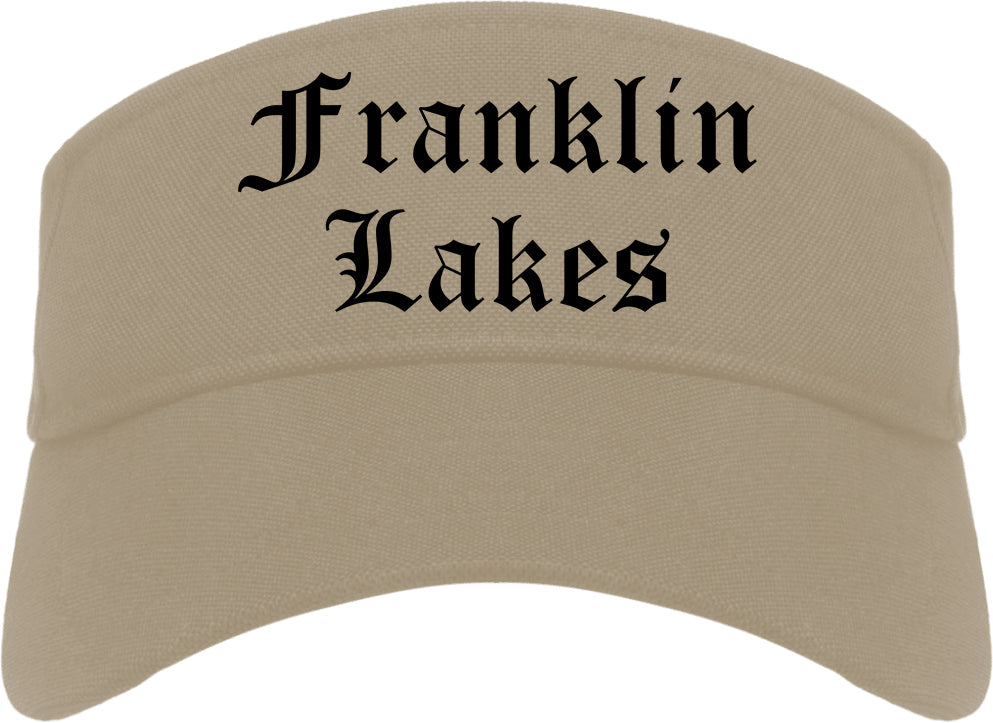 Franklin Lakes New Jersey NJ Old English Mens Visor Cap Hat Khaki
