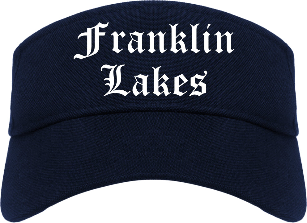 Franklin Lakes New Jersey NJ Old English Mens Visor Cap Hat Navy Blue