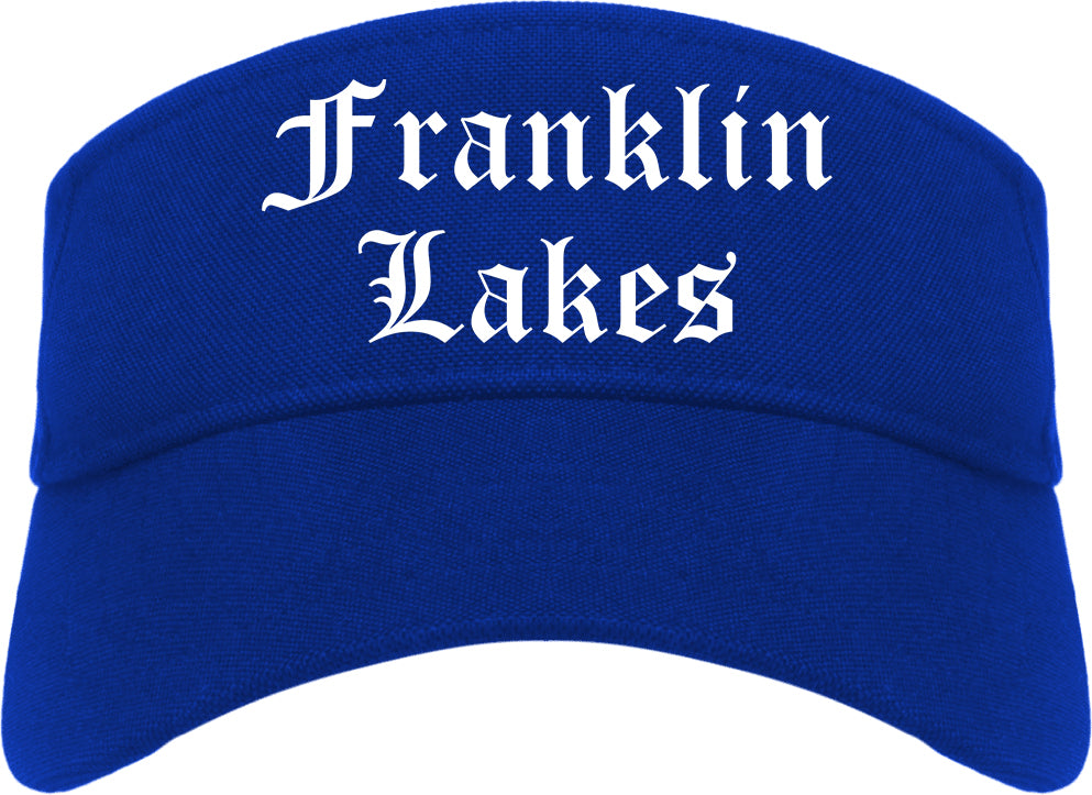 Franklin Lakes New Jersey NJ Old English Mens Visor Cap Hat Royal Blue