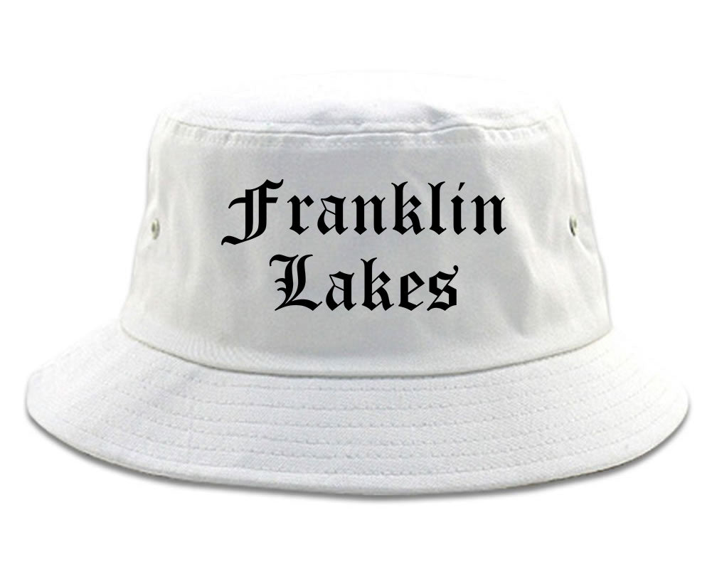 Franklin Lakes New Jersey NJ Old English Mens Bucket Hat White