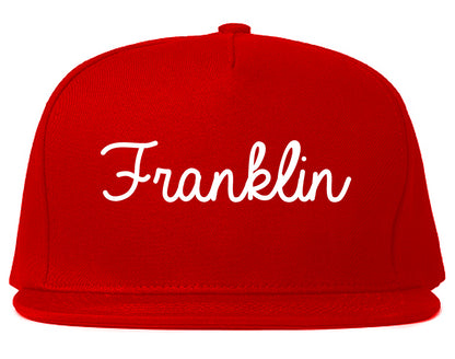 Franklin Massachusetts MA Script Mens Snapback Hat Red
