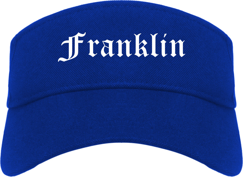 Franklin Massachusetts MA Old English Mens Visor Cap Hat Royal Blue