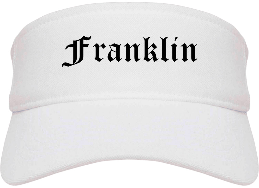 Franklin Massachusetts MA Old English Mens Visor Cap Hat White