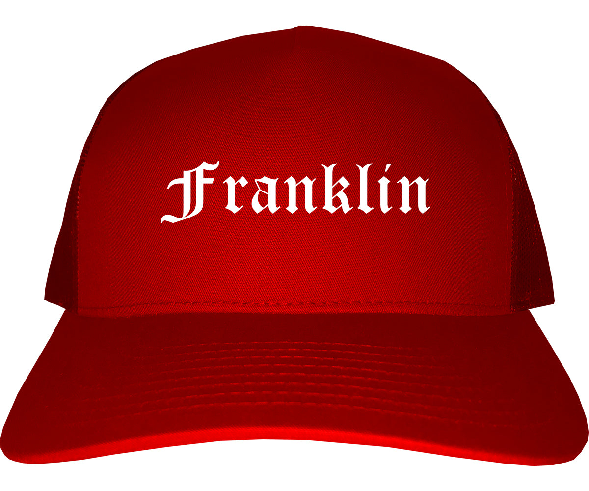 Franklin Tennessee TN Old English Mens Trucker Hat Cap Red