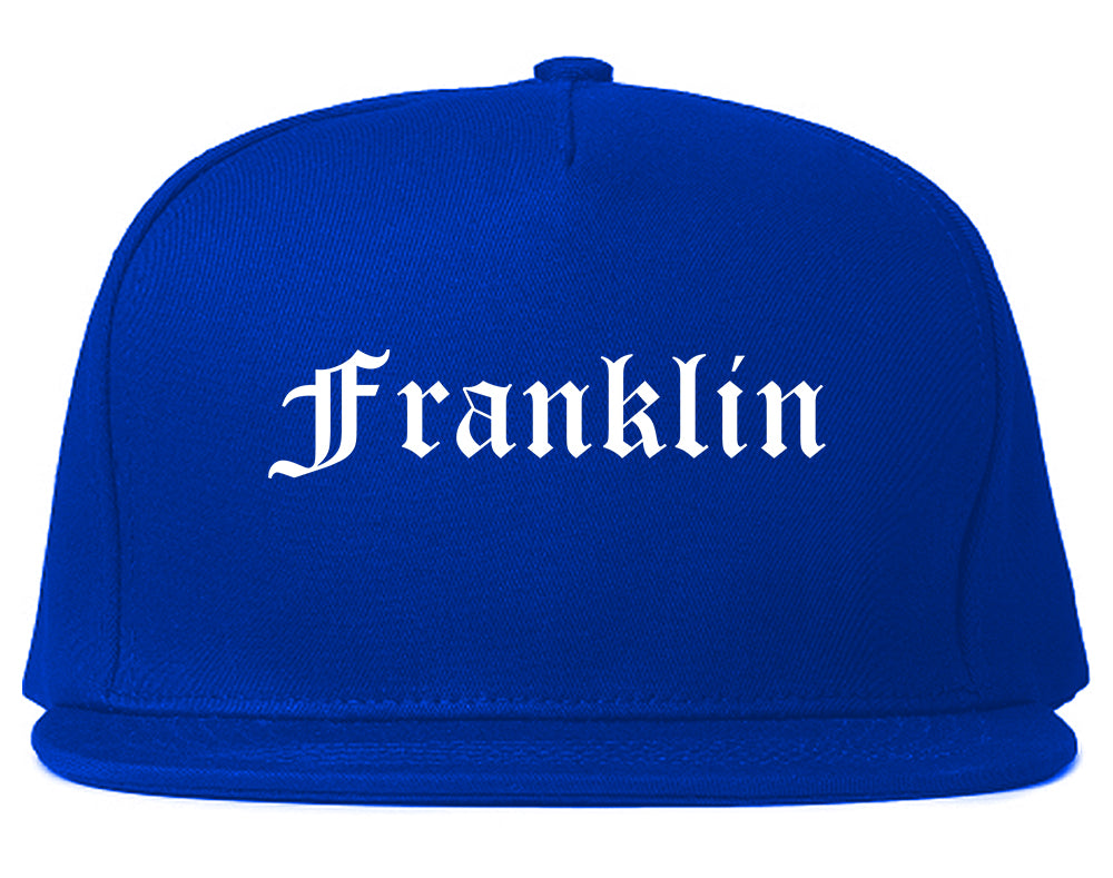 Franklin Wisconsin WI Old English Mens Snapback Hat Royal Blue