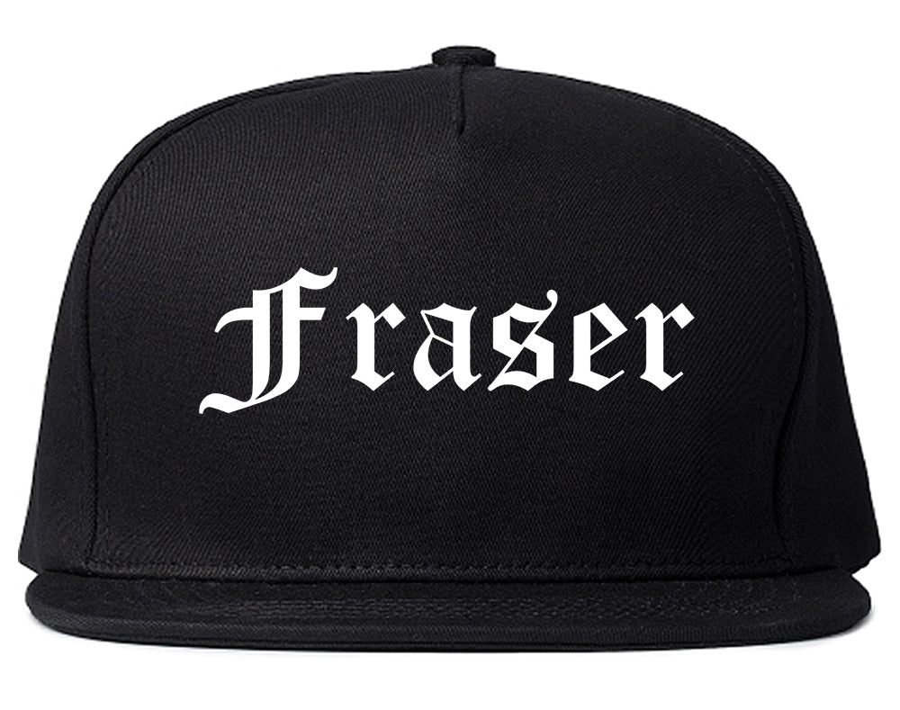 Fraser Michigan MI Old English Mens Snapback Hat Black