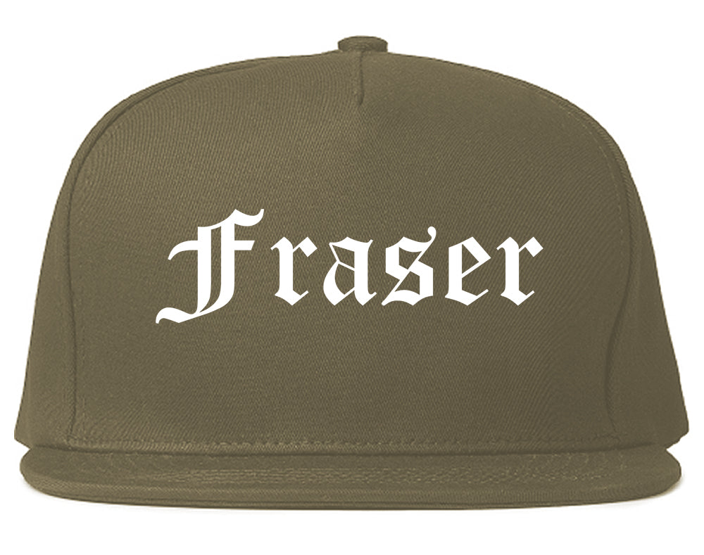 Fraser Michigan MI Old English Mens Snapback Hat Grey