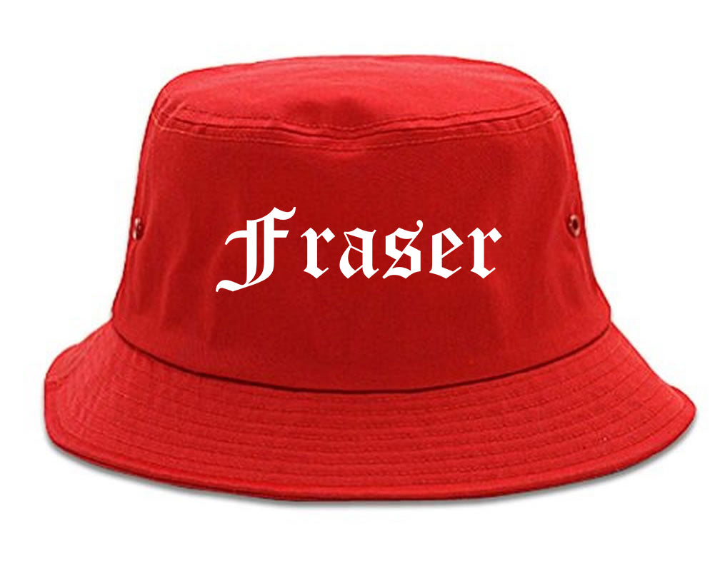 Fraser Michigan MI Old English Mens Bucket Hat Red