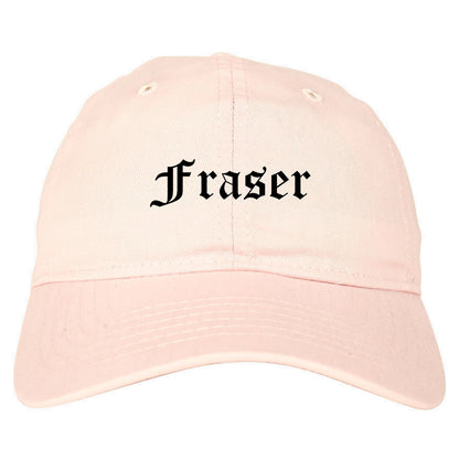 Fraser Michigan MI Old English Mens Dad Hat Baseball Cap Pink