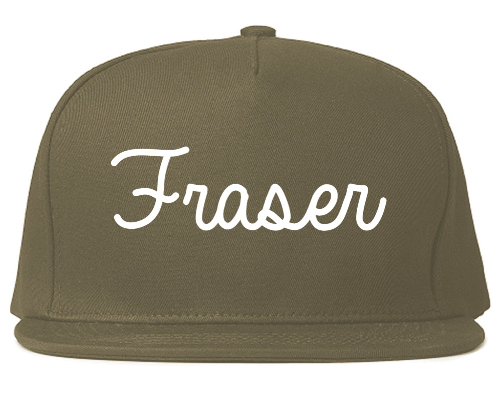 Fraser Michigan MI Script Mens Snapback Hat Grey