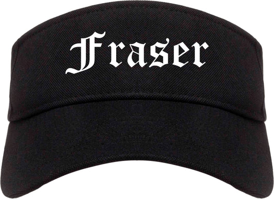 Fraser Michigan MI Old English Mens Visor Cap Hat Black