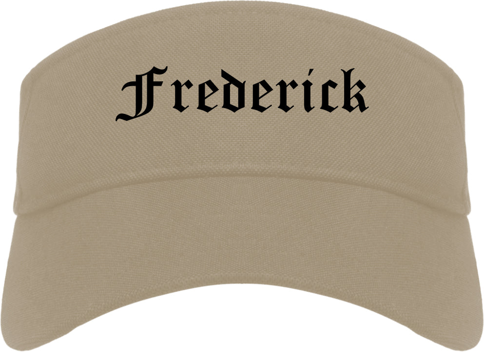Frederick Colorado CO Old English Mens Visor Cap Hat Khaki