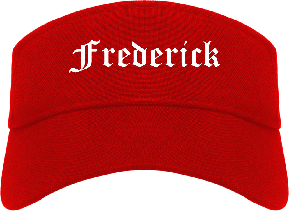 Frederick Colorado CO Old English Mens Visor Cap Hat Red