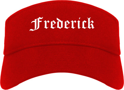 Frederick Colorado CO Old English Mens Visor Cap Hat Red