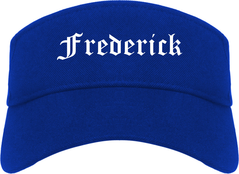 Frederick Colorado CO Old English Mens Visor Cap Hat Royal Blue