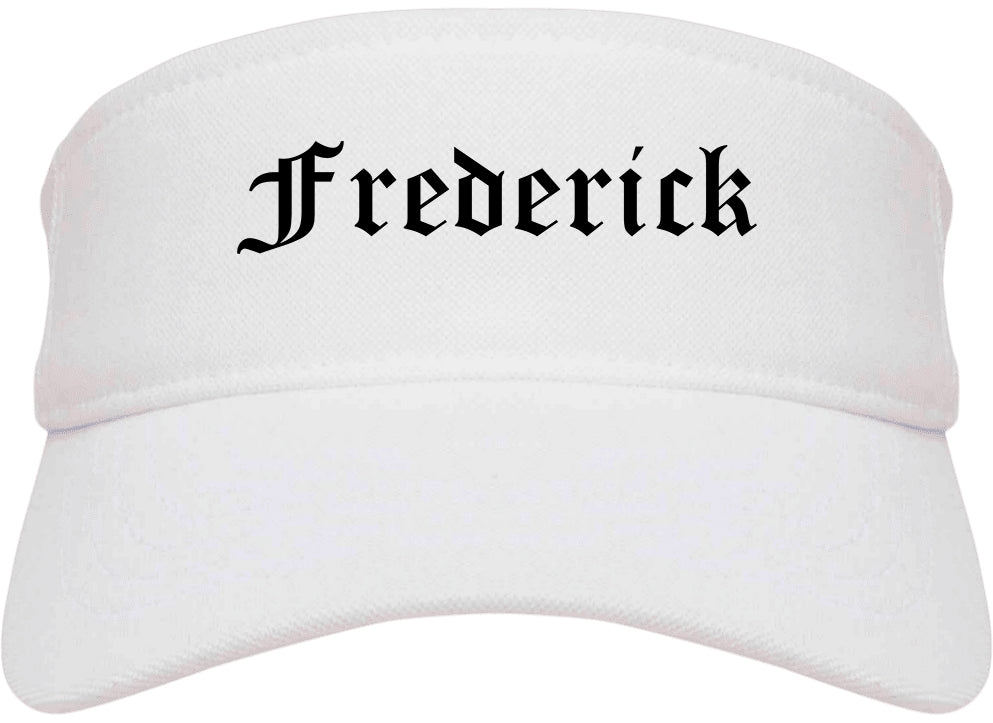 Frederick Colorado CO Old English Mens Visor Cap Hat White