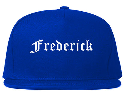 Frederick Maryland MD Old English Mens Snapback Hat Royal Blue