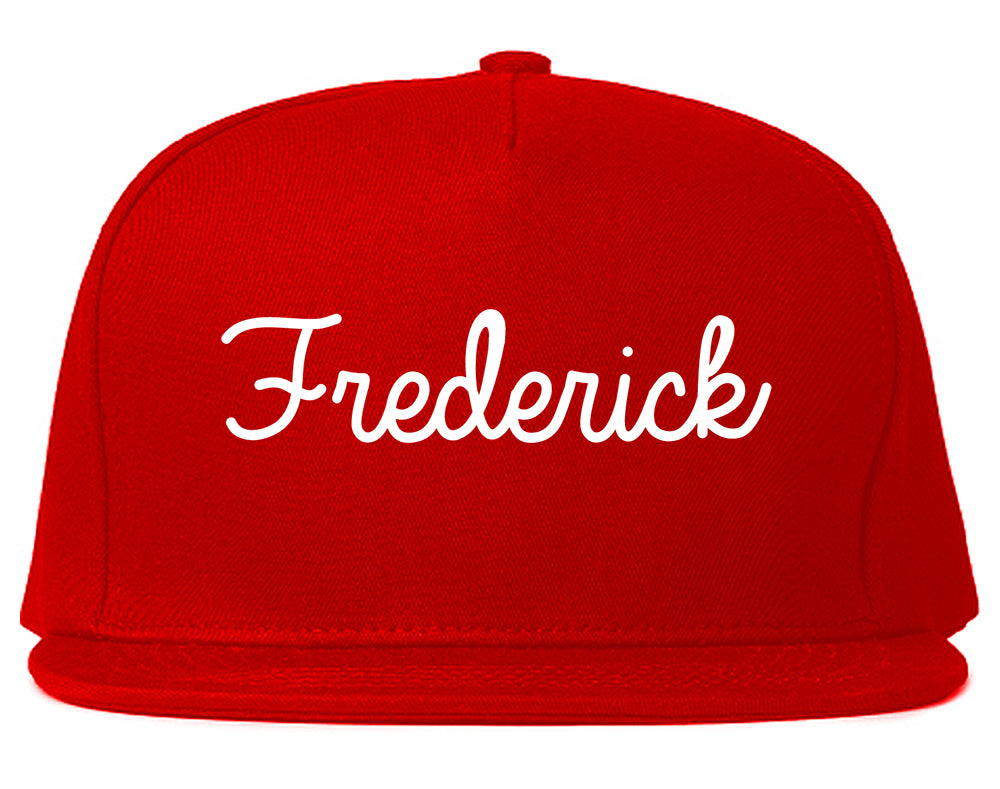 Frederick Maryland MD Script Mens Snapback Hat Red