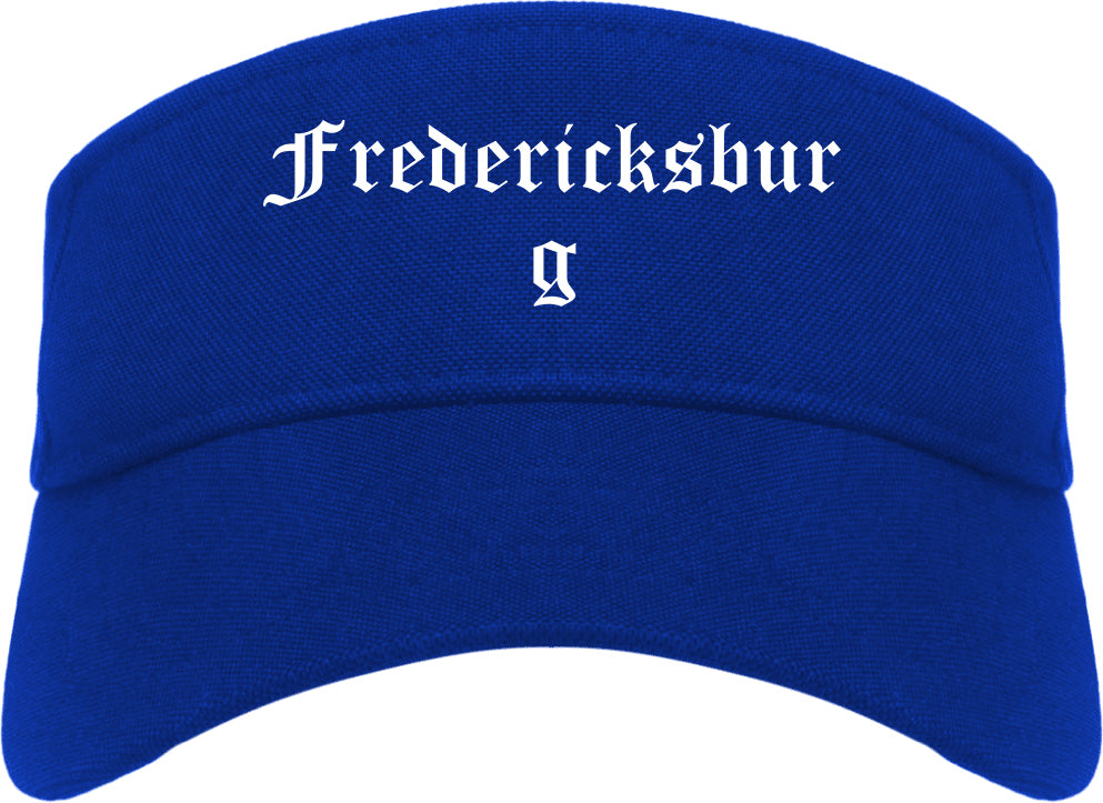Fredericksburg Texas TX Old English Mens Visor Cap Hat Royal Blue