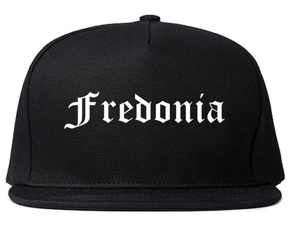 Fredonia New York NY Old English Mens Snapback Hat Black