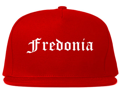Fredonia New York NY Old English Mens Snapback Hat Red